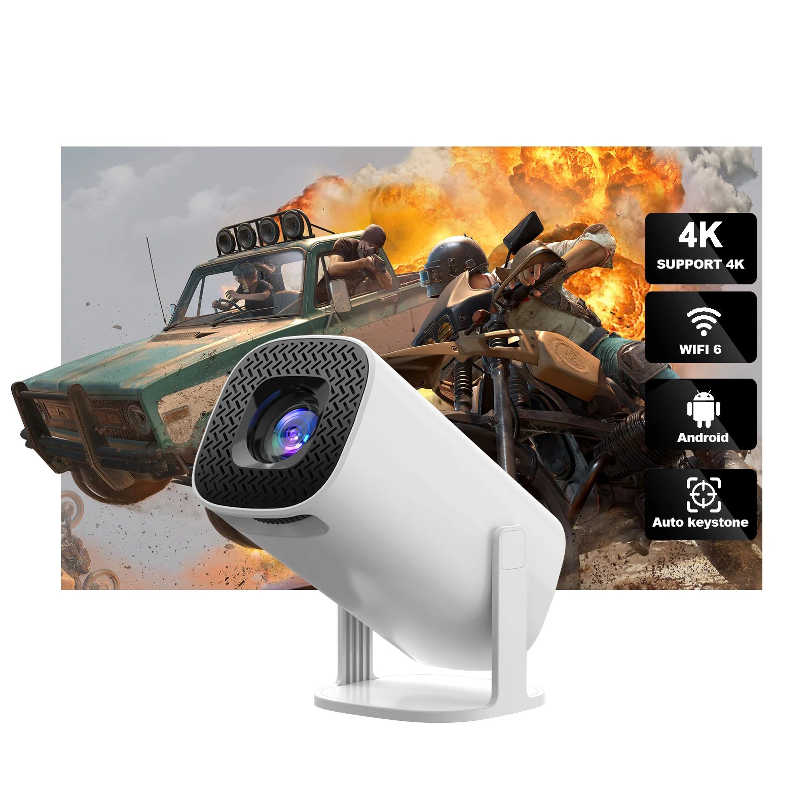 Yinzam HP30 Mini Overhead Projector Native 1280*720P Support 4K Android 11 Home Protable Projectors Auto Keystone Correction