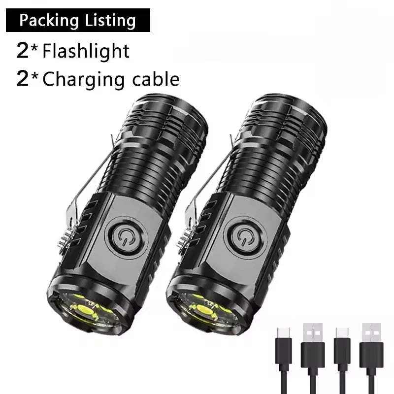 New Ultra Powerful Flashlight 3 Core LED Mini Tactical Flashlight USB Rechargeable High Power Torch With Magnet Hand Lamp