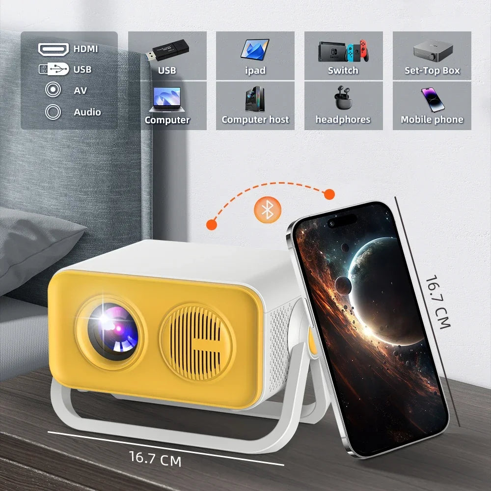 HT23 PRO Native Portable Projector 800ANSI 1080P Auto Focus Keystone Correction Android13 BT5.2 WIFI6 360° Home Cinema 2025