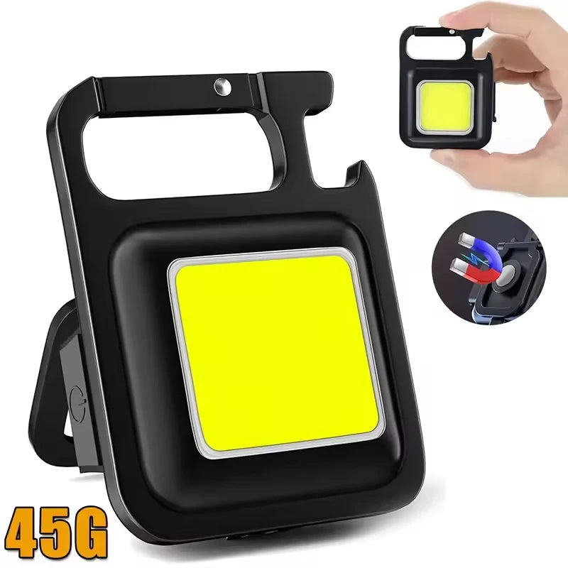Flashlight Mini Keychain Light COB Work Light USB Rechargeable Lamp with 90° Foldable Side Lights Super Bright Portable Lanterns