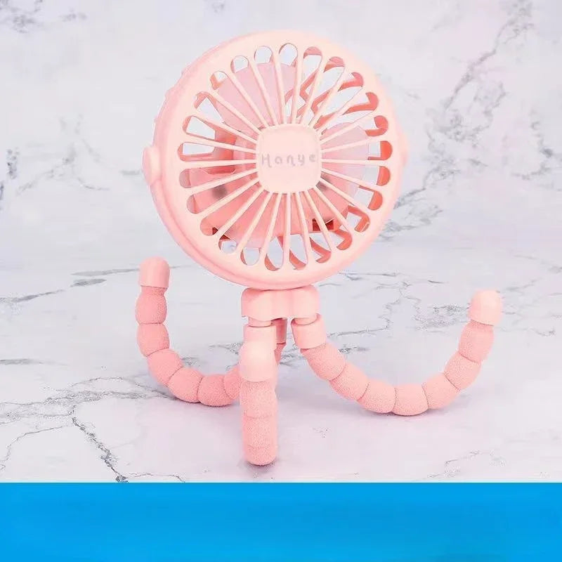 Mini Octopus Fan Baby Stroller Fan Hand Held USB Charging Bladeless Small Folding Fans Mini Silent Table Outdoor Cooler