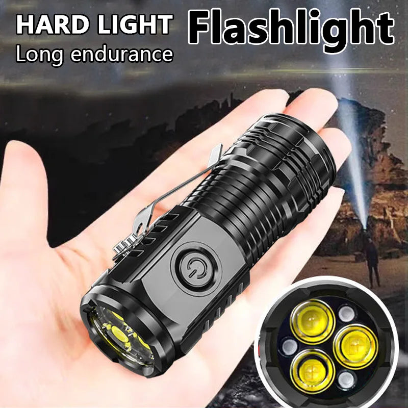 New Ultra Powerful Flashlight 3 Core LED Mini Tactical Flashlight USB Rechargeable High Power Torch With Magnet Hand Lamp
