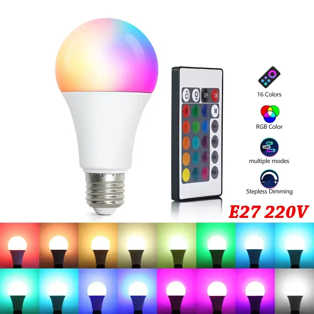 Photography Atmosphere16 Colors RGB Bulb LED Multicolor Bulb E27 Base Household Lighting Dimmable Remote Control Atmosphere