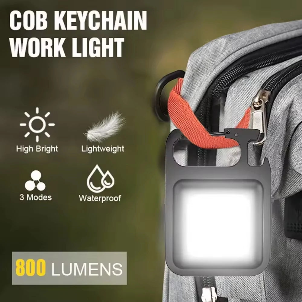 1pc COB Keychain Work Light Flashlight With 4 Lighting Modes Keychain Light Emergency Light Mini Flashlight With Magnetic Base