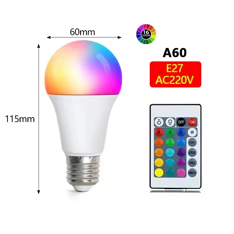 Photography Atmosphere16 Colors RGB Bulb LED Multicolor Bulb E27 Base Household Lighting Dimmable Remote Control Atmosphere