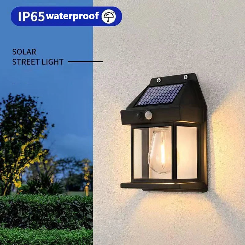 Outdoor Solar Wall Lamp Waterproof Tungsten Filament Lamp Induction Lamp Household Garden Wall Light Villa Lighting Night Light