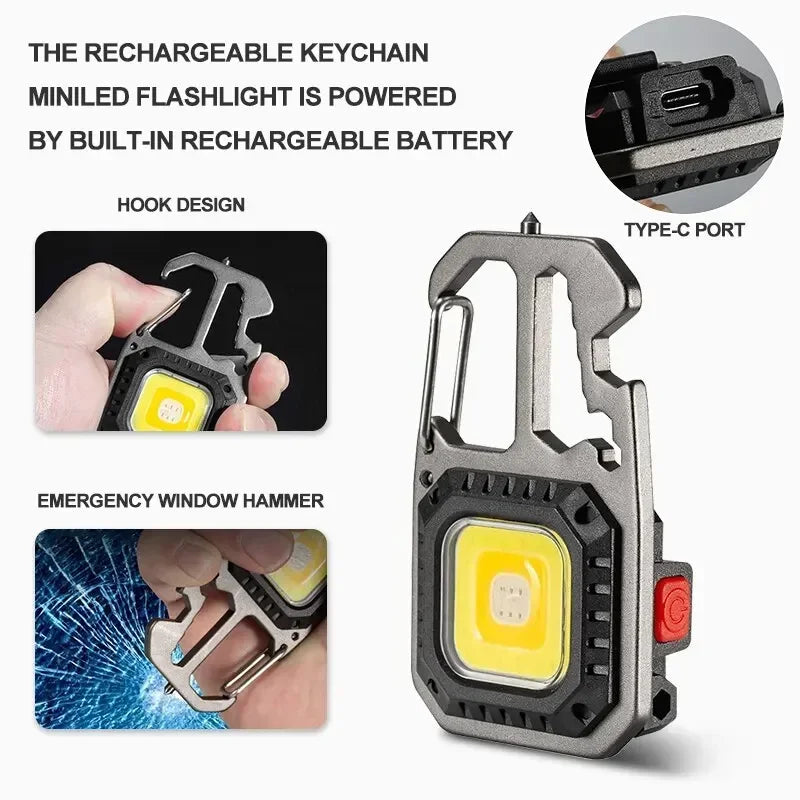 Mini LED Keychain Light Small Flashlight Work Light Strong Light COB Ultra Light Portable Flashlight
