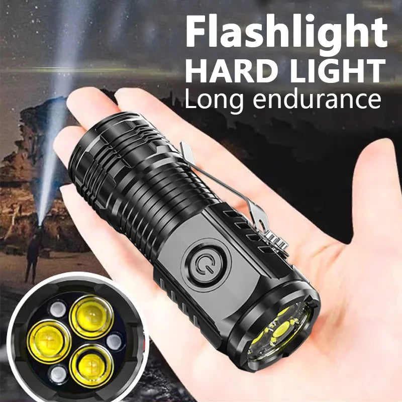 Ultra Powerful Flashlight 3 Core LED Mini Tactical Flashlight USB Rechargeable High Power LED Torch With Magnet Hand Lamp Gift