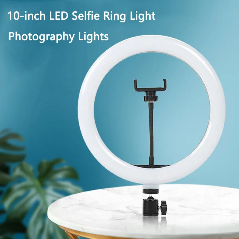 LED Selfie Ring Light 10-inch USB Plug 3-tone Lighting Photography Light Video Recording Live Broadcast Fill Light Gifts