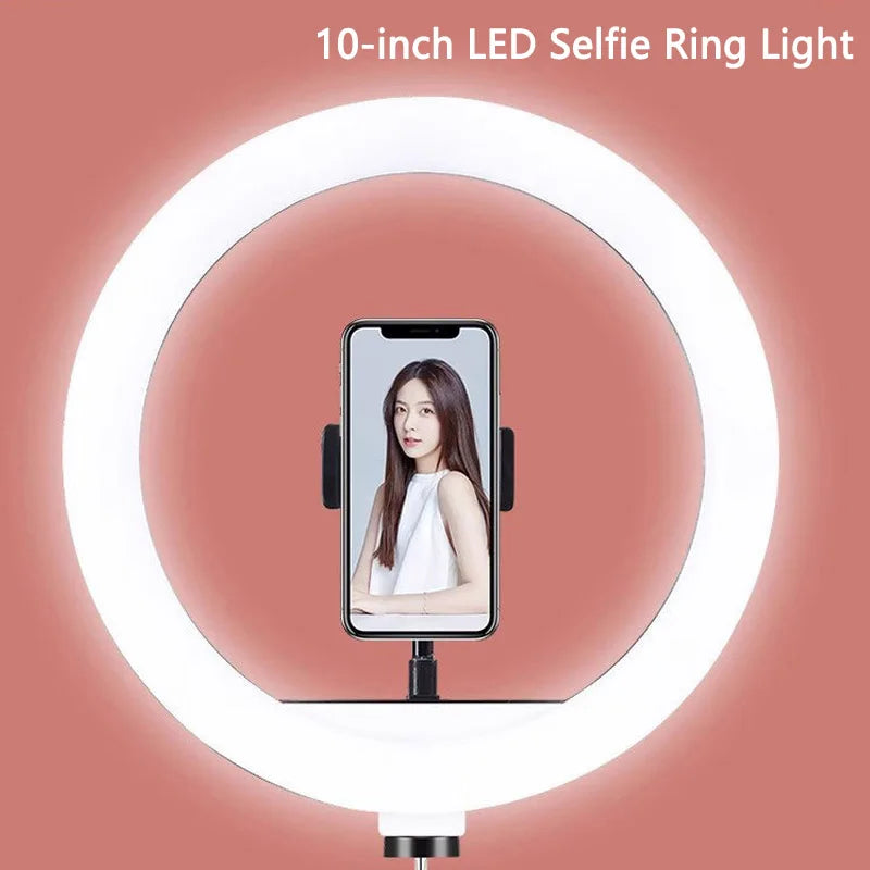 LED Selfie Ring Light 10-inch USB Plug 3-tone Lighting Photography Light Video Recording Live Broadcast Fill Light Gifts